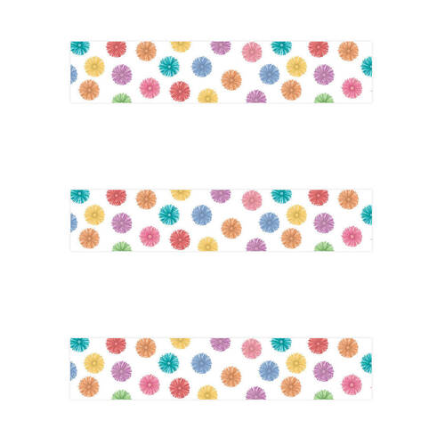 3x 12pc Learning Can Be Fun Colour Burst Pom Poms Border Pack 90cm x 7.5cm