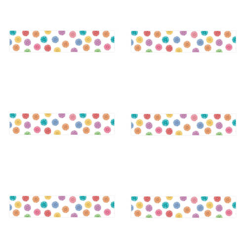 6x 12pc Learning Can Be Fun Colour Burst Pom Poms Border Pack 90cm x 7.5cm