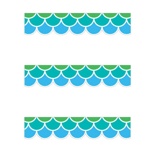 3x 12pc Learning Can Be Fun Cool Tones Scallops Border Pack 90cm x 7.5cm