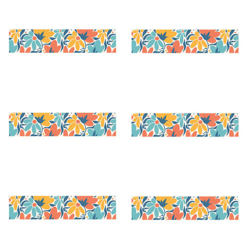 6x 12pc Learning Can Be Fun Floral Bloom Abstract Border Pack 90cm x 7.5cm