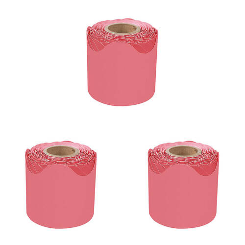 3PK Learning Can Be Fun Growing Minds Crimson Rolled Scallop Border 6.5 x 15.2cm