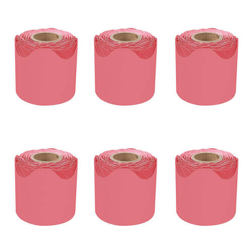 6PK Learning Can Be Fun Growing Minds Crimson Rolled Scallop Border 6.5 x 15.2cm