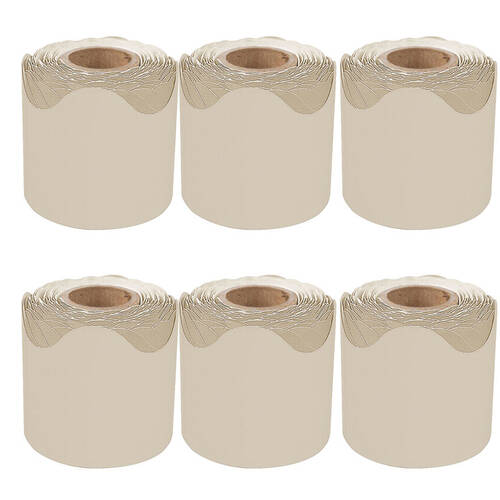 6PK Learning Can Be Fun Growing Minds Oat Rolled Scalloped Border 6.5 x 15.2cm