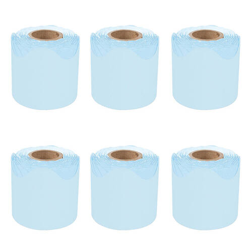 6PK Learning Can Be Fun Growing Minds Sky Blue Rolled Scallop Border 6.5x15.2cm