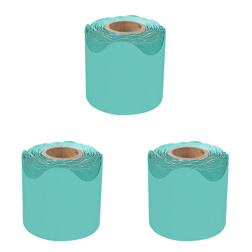 3PK Learning Can Be Fun Growing Minds Teal Rolled Scalloped Border 6.5 x 15.2cm