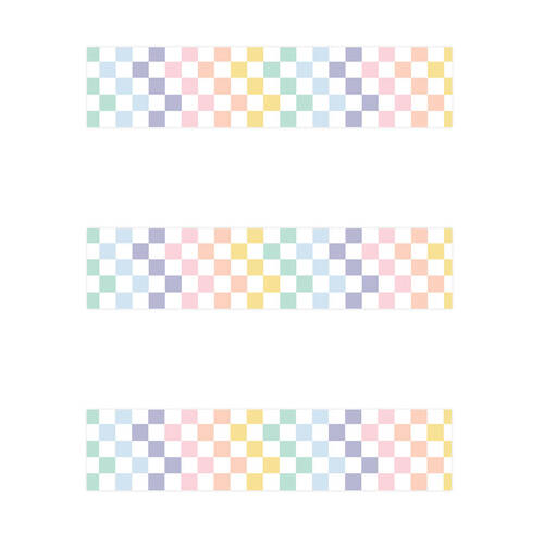 3x 12pc Learning Can Be Fun Pastel Checkered Border Pack 90cm x 7.5cm