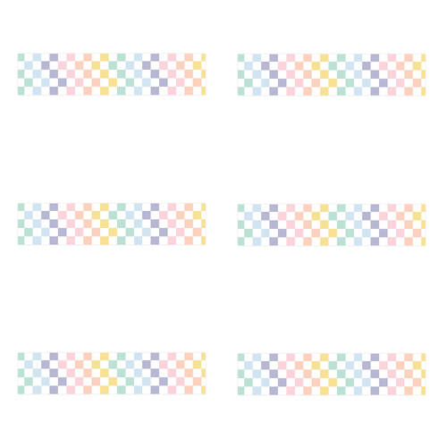 6x 12pc Learning Can Be Fun Pastel Checkered Border Pack 90cm x 7.5cm