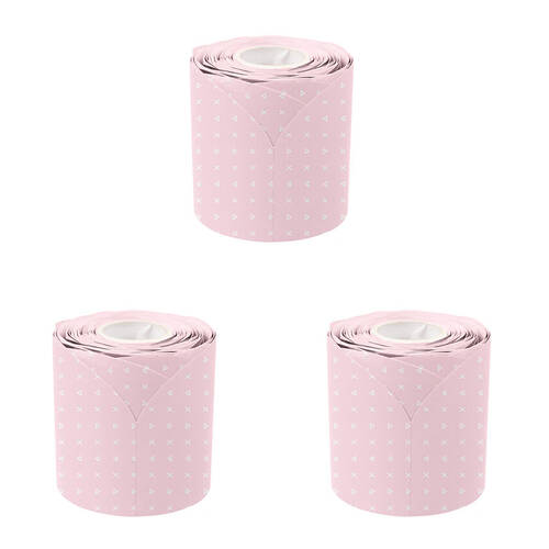 3PK Learning Can Be Fun Pink Patterned Rolled Scalloped Border 6.5 x 15.2cm