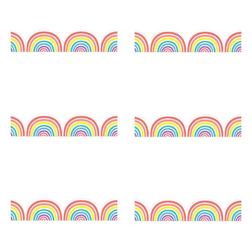 6x 12pc Learning Can Be Fun Rainbow Die-Cut Border Pack 90cm x 7.5cm