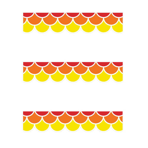 3x 12pc Learning Can Be Fun Warm Tones Scallops Border Pack 90cm x 7.5cm