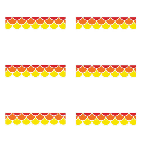 6x 12pc Learning Can Be Fun Warm Tones Scallops Border Pack 90cm x 7.5cm