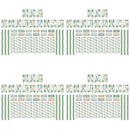 4x 78pc Learning Can Be Fun Eucalyptus Essentials Birthday Bulletin Board Set