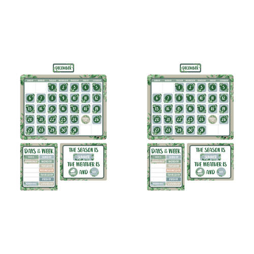 2x 93pc Learning Can Be Fun Essentials Calendar Bulletin Board Set Eucalyptus