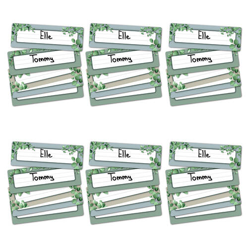 6x 30pc Learning Can Be Fun Eucalyptus Essentials Adhesive Name Plates 24x8cm