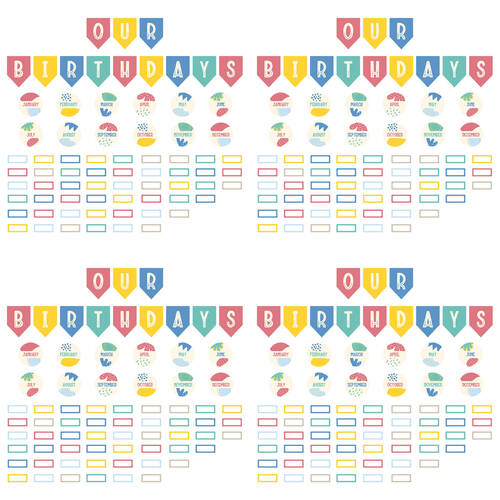 4x 72pc Learning Can Be Fun Birthday Bulletin Board Set Growing Minds