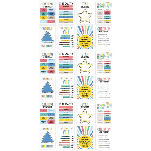 3x 8pc Learning Can Be Fun Growing Minds Calming Corner Poster Set 28x40cm