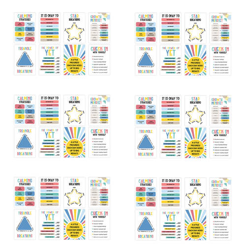 6x 8pc Learning Can Be Fun Growing Minds Calming Corner Poster Set 28x40cm