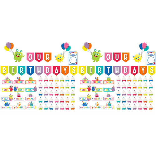 2x 62pc Learning Can Be Fun Birthday Bulletin Board Set Giggle & Grow