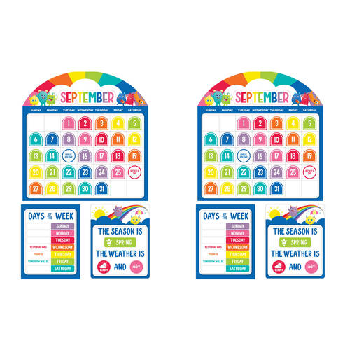 2x 93pc Learning Can Be Fun Calendar Bulletin Board Set Giggle & Grow