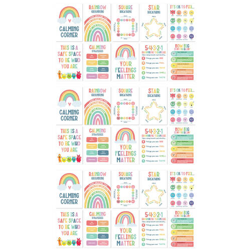 3x 10pc Learning Can Be Fun Giggle & Grow Calming Corner Poster Set 28x40cm