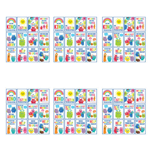 6x 12pc Learning Can Be Fun Giggle & Grow Classroom Rules Poster Set 21x30cm