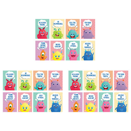 3x 8pc Learning Can Be Fun Giggle & Grow Character Traits Poster Set 21x30cm