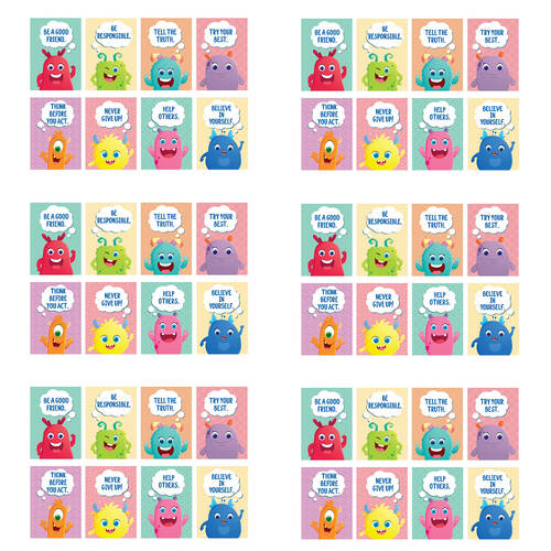 6x 8pc Learning Can Be Fun Giggle & Grow Character Traits Poster Set 21x30cm