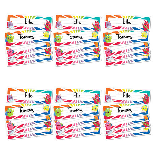 6x 30pc Learning Can Be Fun Giggle & Grow Adhesive Name Plates 24x8cm