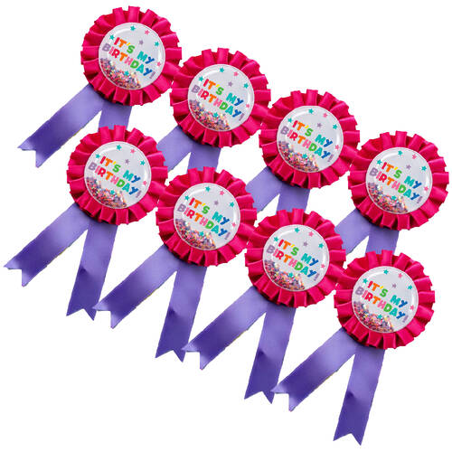 8PK Learning Can Be Fun Giggle & Grow Birthday Badge 8x16cm Pink