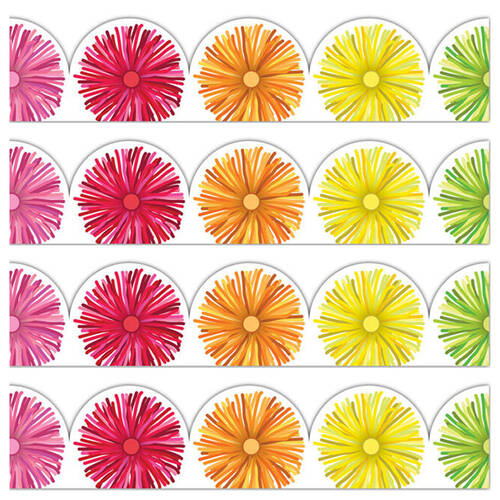 4x 12pc Learning Can Be Fun Giggle & Grow Rainbow Scallop PomPoms Border 90x7cm