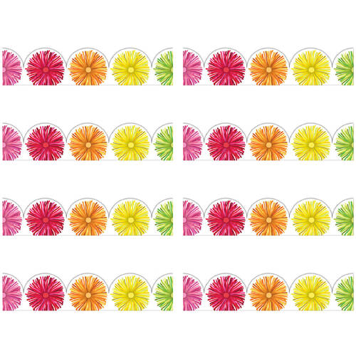 8x 12pc Learning Can Be Fun Giggle & Grow Rainbow Scallop PomPoms Border 90x7cm