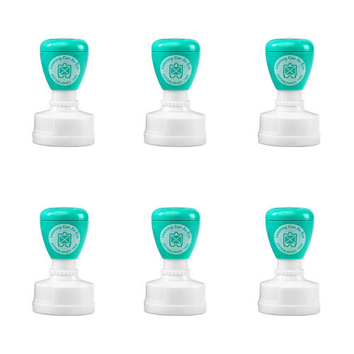 6PK Learning Can Be Fun Giggle & Grow Terrific Work Self-Inking Merit Stamp Blue
