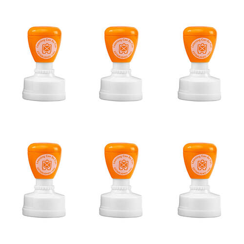 6PK Learning Can Be Fun Giggle & Grow Well Done Self-Inking Merit Stamp Orange