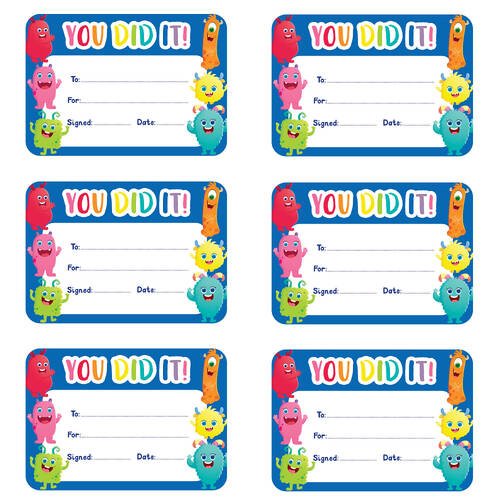 6x 30pc Learning Can Be Fun Giggle & Grow You Did It Certificates A5