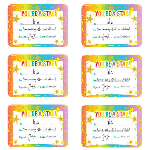 6x 30pc Learning Can Be Fun Giggle & Grow You're a Star Certificates A5