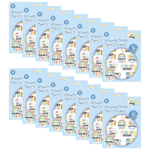 16x 96pc Learning Can Be Fun Growing Minds Merit Sticker Book Multicoloured