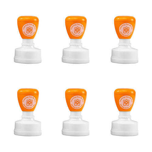 6PK Learning Can Be Fun Bright Idea Self-Inking Merit Stamp Orange