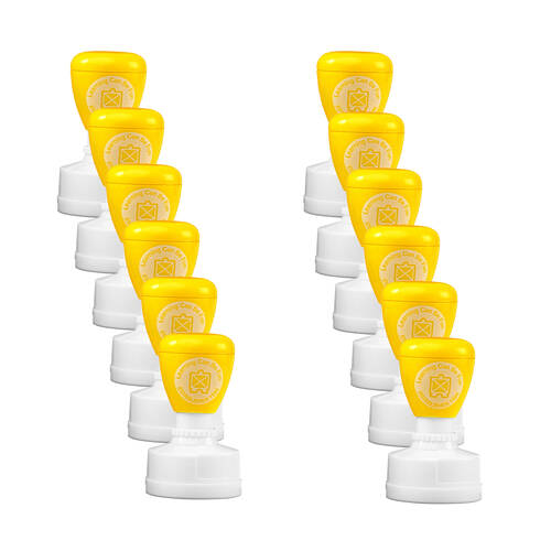 12PK Learning Can Be Fun Champion Effort Self-Inking Merit Stamp Yellow