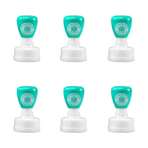 6PK Learning Can Be Fun Dino-Mite Teacher Self-Inking Merit Stamp Blue