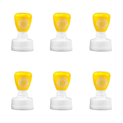 6PK Learning Can Be Fun Great Idea Self-Inking Merit Stamp Yellow