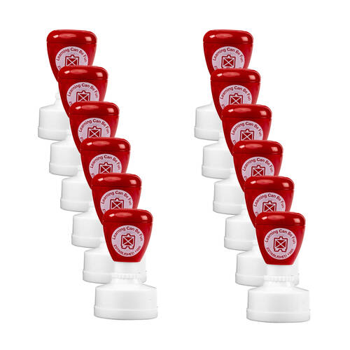12PK Learning Can Be Fun Moo-vellous Work Self-Inking Merit Stamp Red