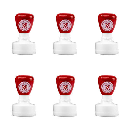6PK Learning Can Be Fun Moo-vellous Work Self-Inking Merit Stamp Red