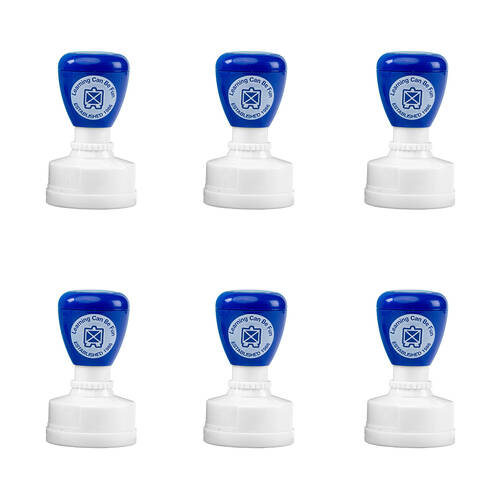 6PK Learning Can Be Fun Owl-standing Work Self-Inking Merit Stamp Blue