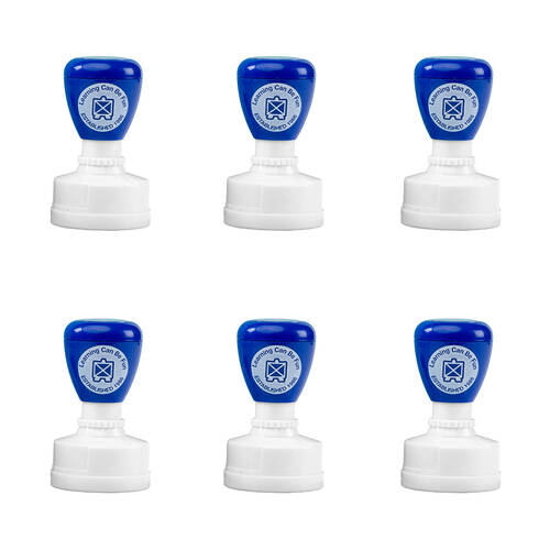 6PK Learning Can Be Fun Roar-Some Teacher Self-Inking Merit Stamp Blue