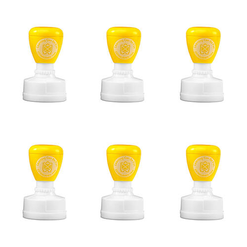 6PK Learning Can Be Fun Super Star Self-Inking Merit Stamp Yellow