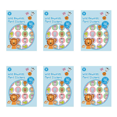 6x 192pc Learning Can Be Fun Wild Rewards Merit Sticker Book 28mm