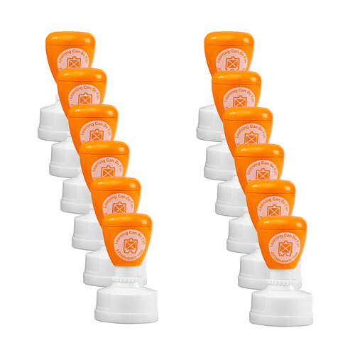 12PK Learning Can Be Fun Tiger-rific Self-Inking Merit Stamp Orange