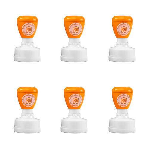 6PK Learning Can Be Fun Wow Teacher Self-Inking Merit Stamp Orange