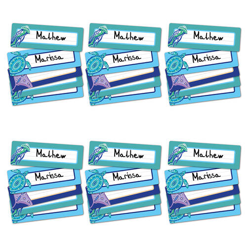 6x 30pc Learning Can Be Fun Ocean Country Adhesive Name Plates 24x8cm