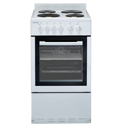 Euromaid 50cm/63L Electric Oven w/ Solid Cooktop Single Cavity - White